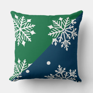 Green/Blue Snowflake Designer Pillow Kussen
