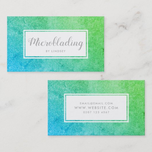 Green Blue Sparkle Glitter Microblading Therapit Visitekaartje (Voorkant / Achterkant)