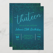 Green Blue Sparkle uitnodiging (Voorkant / Achterkant)