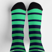 Green Blue Stripe Crew Socks for Men or Women Sokken (Top)