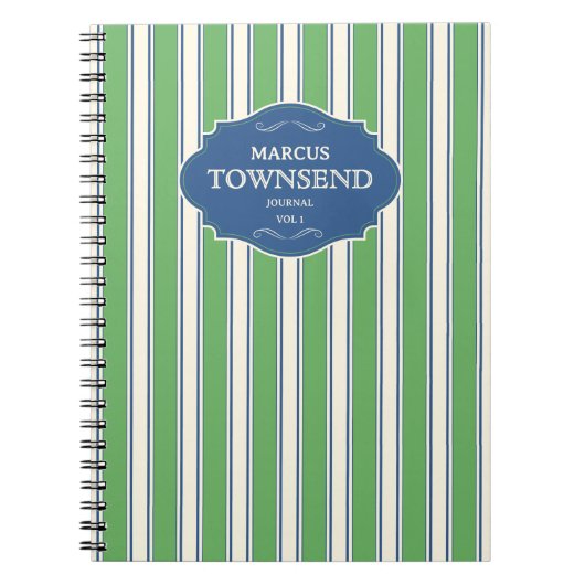 Green Blue Stripe Custom Notitieboek (Voorkant)