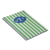 Green Blue Stripes Classic 3 Letter Monogram Notitieboek (Rechterzijde)