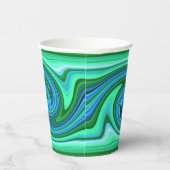 Green Blue Swirl - Cool Abstract Trippy Neon Party Papieren Bekers (Rechts)
