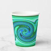 Green Blue Swirl - Cool Abstract Trippy Neon Party Papieren Bekers (Voorkant)