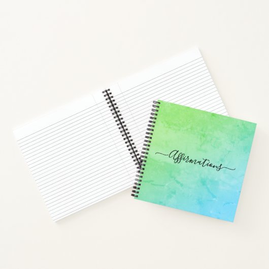 Green Blue Tie Dye Black Typography Affirmations Notitieboek (Binnen)
