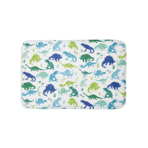 Green Blue Waterverf Dinosaur Silhouette Kinder Badmat