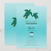 Green Blue Waterverf Ocean Turtles BABY SHOWER Kaart (Voorkant / Achterkant)
