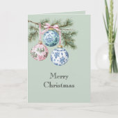 Green Blue White Pink Christmas Tree Ornaments Kaart (Voorkant)