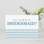 Green Blue Zigzag Cute zal mijn Bridesmaid zijn. Kaart (Staand voorkant)