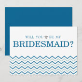 Green Blue Zigzag Cute zal mijn Bridesmaid zijn. Kaart (Voorkant / Achterkant)
