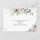 Green Blush Bruiloft Receptie Enclosure Kaart (Achterkant)