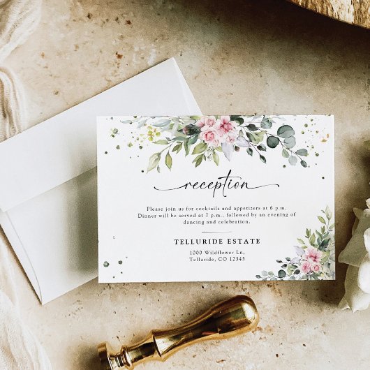 Green Blush Bruiloft Receptie Enclosure Kaart