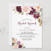 Green Blush Burgundy Floral Bridal Brunch Kaart (Voorkant)