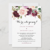 Green Blush Burgundy Floral Elopement Reception Kaart (Voorkant)