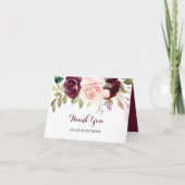 Green Blush Burgundy Floral Hartelijk dank Bedankkaart (Voorkant)