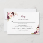 Green Blush Burgundy Floral Rsvp Menu Choice (Voorkant)