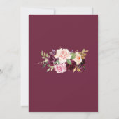 Green Blush Burgundy Floral Wedding Kaart (Achterkant)