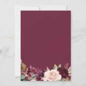 Green Blush Burgundy Floral Wedding Kaart (Achterkant)