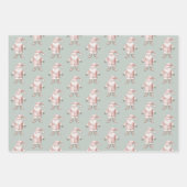 Green Blush Pink Deer Kerstbomen Santa Inpakpapier Vel (Voorkant 2)