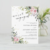 Green Blush Pink Engagement Party Uitnodiging (Staand voorkant)