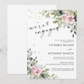 Green Blush Pink Engagement Party Uitnodiging (Voorkant / Achterkant)