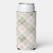 Green Blush Pink Plaid Stripes Seltzer Blikjeskoeler (Seltzer Achterkant)