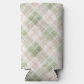 Green Blush Pink Plaid Stripes Seltzer Blikjeskoeler (Achterkant)