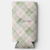 Green Blush Pink Plaid Stripes Seltzer Blikjeskoeler (Voorkant)