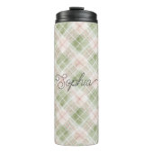 Green Blush Pink Plaid Stripes Thermosbeker (Voorkant)