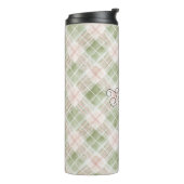 Green Blush Pink Plaid Stripes Thermosbeker (Gedraaid links)