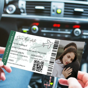 Green Boarding pass bruiloft bewaar de datum ticke Kaart