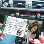 Green Boarding pass bruiloft bewaar de datum ticke Kaart