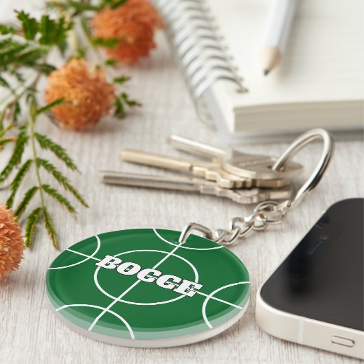 Green Bocce Ball sleutelhanger met gepersonaliseer (Voorkant Rechts)