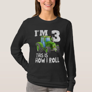 Green Boerderij Tractor 3rd Birthday Party 3 Year T-shirt