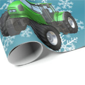 Green Boerderij Tractors op blauw Kerstmis Cadeaupapier (Rol Hoek)