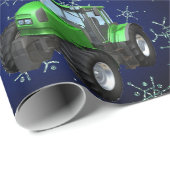Green Boerderij Tractors op blauw Kerstmis Cadeaupapier (Rol Hoek)