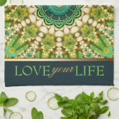 Green Bohemian Eastern Mandala Tea Towel Theedoek (Gevouwen)