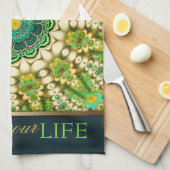 Green Bohemian Eastern Mandala Tea Towel Theedoek (Quarter Fold)