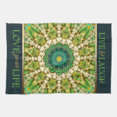 Green Bohemian Eastern Mandala Tea Towel Theedoek (Horizontaal)