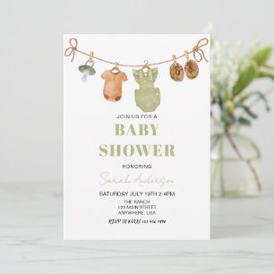 Green Boho Baby Kleding meisje Baby shower Kaart