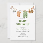 Green Boho Babykleding Baby shower Kaart (Voorkant)