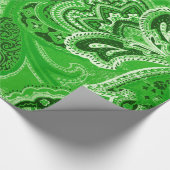 Green Boho Chic Retro Hippy Paisley Bandanna Cadeaupapier (Hoek)