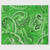 Green Boho Chic Retro Hippy Paisley Bandanna Cadeaupapier (Vlak)