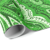 Green Boho Chic Retro Hippy Paisley Bandanna Cadeaupapier (Rol Hoek)