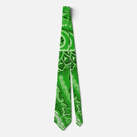 Green Boho Chic Retro Hippy Paisley Bandanna Stropdas (Voorkant)