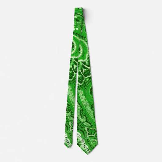 Green Boho Chic Retro Hippy Paisley Bandanna Stropdas (Achterkant)