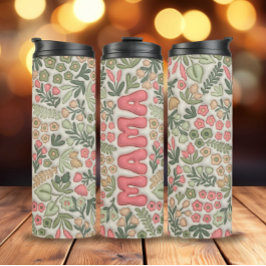 Green Boho Floral Mama Thermosbeker