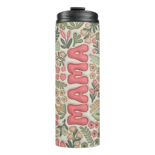 Green Boho Floral Mama Thermosbeker (Voorkant)