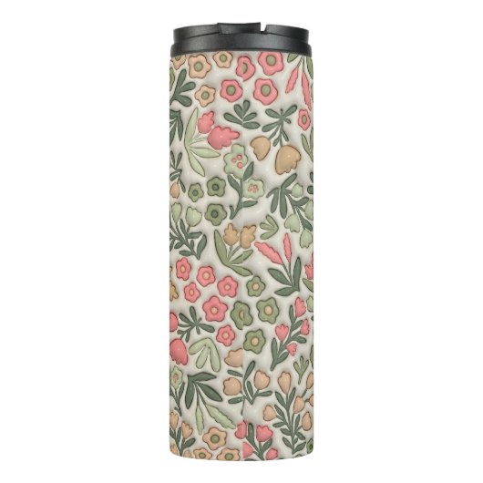 Green Boho Floral Mama Thermosbeker (Achterkant)