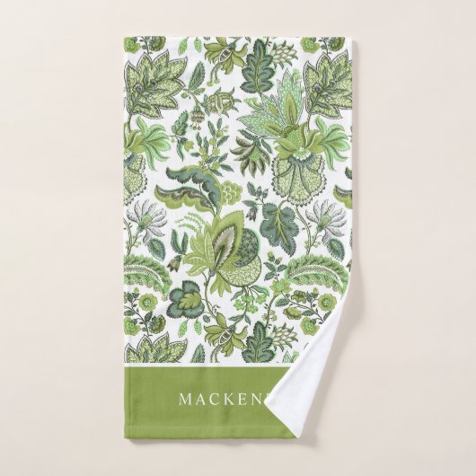 Green Boho  Floral Monogram Bad Handdoek (Handdoek)